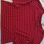 Kathy Ireland womens eyehole top blouse red w black stripe L Photo 5