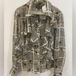 Gracia NWT  Geometric Black, White, and Gold Blouse sz Medium Photo 0