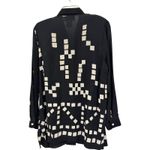 Vintage Niki Peters Shirt Black White Geometric Pattern Rayon M USA Size M Photo 5