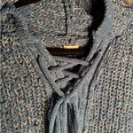 POL  Women’s Oversized Distressed Ribbed Knit Lace Sweater Hoodie Size Large L Photo 5