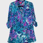 Lilly Pulitzer  Dress Blue Natalie Shirtdress Cover Up Mini Floral Beach 2XS Photo 0