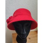 Croft & Barrow  Red Wool Blend Felt Cloche Hat Vintage 1920s Style Floral… Photo 6