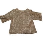 Chelsea28 NEW  ROSE GOLDTONE SEQUIN KIMONO 3/4 SLEEVE CREW NECK PULLOVER BOXY TOP Photo 3
