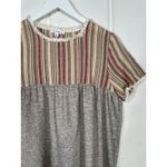 THML  mixed Media Short‎ Sleeve Top Size M Boho Casual Grey Browns Photo 5