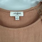 Umgee USA Brown Linen Blend Crochet Eyelet Short Sleeve Tunic Top Size Small Photo 4