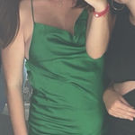 Green Satin Mini Dress Photo 0