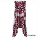 Free People  size 4 shark bite hem skirt red geometric zip back pockets on side Photo 9