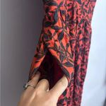 Ava & Viv Plus Size Red Orange Black Floral Dolman Short Sleeve Midi Dress Photo 4