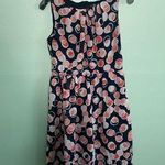 R & K  Coral and Navy Circle Pattern Pleated Front Knee Length Dress Sz 6 Photo 0