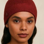 Barefoot Dreams NWT COZYCHIC Lite Confetti Beanie Crimson Rosewood Red One Size Photo 0