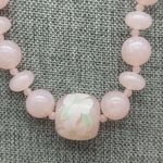 Vintage Pink Plastic Bead Collar Strand Necklace Large Floral Center Bead 18" Photo 6