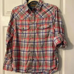 Jachs Girlfriend  Bea Plaid Flannel Snap Button Down‎ Shirt Size S Photo 0