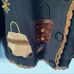 Victoria Harbour Purse Lovers Black Cardigan Sweater size XL Photo 4