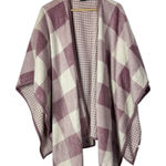 Cuddl Duds Lilac Purple & White Square Plaid Plush Reversible Poncho Sweater L Photo 0