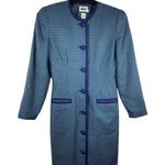 Leslie Fay Green Purple Pink Houndstooth 80s Button Up Blazer Dress 8 Photo 0