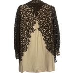 Free People Delia Lace And Crochet Brown And Nude Shirt Dress Size 2 Photo 3