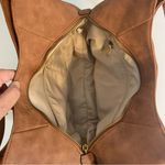 Cognac Brown Faux Leather Hobo Bag Laser Cut Laced Design Photo 10