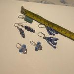 Women’s Lot Of 4 Blue Tones Dangle Costume Earrings Pierced Beaded Mix Photo 5