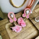 Handmade Dangle Drop Earrings with Chrystals Soutache handcrafted UniqueJewelry Photo 6
