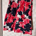Milly  Red and Black Floral A-Line Skirt Photo 0