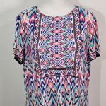 London Times  Blue and Pink Mini Shift Dress Size 14 Wedding Guest Dress Photo 3