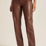 Abercrombie & Fitch The 90’s Straight Ultra High Rise Brown Faux Leather Pant 33 Photo 0