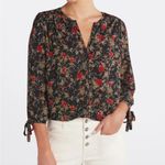 Monday Fun Amiyah Tie Sleeve Blouse Size Small Black NWT Photo 1