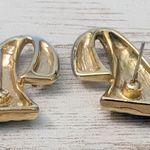 Vintage Stud Earrings For Pierced Ears Blue & Gold Tone Statement Photo 3