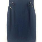 OROTON Skirt Size US 6 Blue Double Belted Luxury Designer Australia Office Work Photo 0