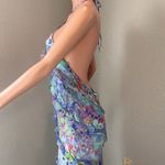 ZARA  Sz Large Ruffles rushed Romantic Boho Sexy Maxi Dress watercolor #72 Photo 9