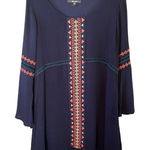 Miss Me  Womens Boho‎ Dress Size Small Navy Blue Bell Sleeves Flowy Fit Hippie Photo 0