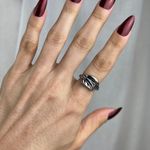 Source Unknown 3 Boho Rings Set Silver Leaves Gold Black Stripes Turquoise Howlite 5.5, 6, 6.5 Photo 9