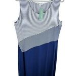 Coldwater Creek NWT Navy White Striped Scoop Neck Stretchy Midi Tank Dress PXL Photo 0