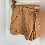 New Happily Grey Baggy Utility Shorts Linen Blend Flowy in Tan, Size L Orange Size L Photo 1