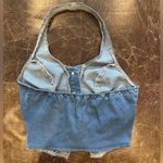 SheIn Blue Denim Halter Top with Button Front Photo 1