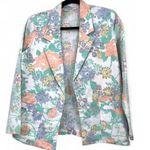 VINTAGE 80's | M | Floral Blazer Jacket Sport Coat Women Lightweight Linen Size M Photo 0