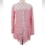 John Mark  Salmon Pink Open Front Waterfall Linen Blend Cardigan Size Small Photo 3