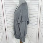 ZARA Ruffle Trim Sides V Neck Sweater Grey Medium Dolman Sleeve Photo 2