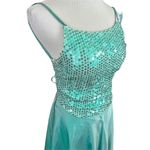 Y2K City Triangles 2 Piece Sequin Halter Tie Prom Formal Dress S Blue Size 6 Photo 1