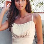 Lulus Women’s Luxe'd Out Champagne Satin Cropped Tank Top size Small Photo 0