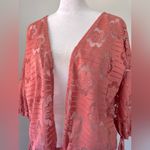 Luxology  Dark Peach Lace Tie Front 3/4 Sleeve Lightweight Cardigan Photo 2