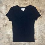 Topshop Black Ribbed Lace Trim Baby Tee Top Minimalist Basic Size 2 XS Photo 1