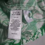 Nicole Miller  Green Tropical Flax Linen Short Sleeve Button Up Boxy Blouse Sz M Photo 6