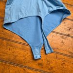 Free People  Light Blue V Neck Thong Bodysuit Snap Closure Women's Size medium Photo 3