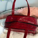 Red Travel Cosmetic Bag Alligator Skin Look Makeup Purse Photo 5