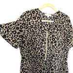 Michael Kors  Animal Print Short Sleeve Belly Opening Blouse Top Sz L Photo 9