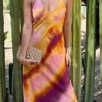 ZARA dress midi tie dye prints straps slip satin wedding party cocktail summer Photo 12