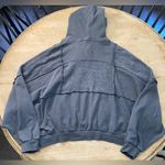 Aerie  Women’s Sz L Dk Gray Sherpa Patchwork Oversized Hoodie Photo 6