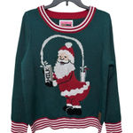 Tipsy Elves Ugly Christmas Sweater Santa Pouring Milk Size Large Green Red Photo 0