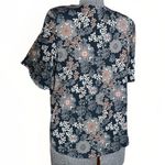 Gudrun Sjoden Top Womens S Cotton Floral Print Flowy shirt bell short sleeve Gray Photo 1